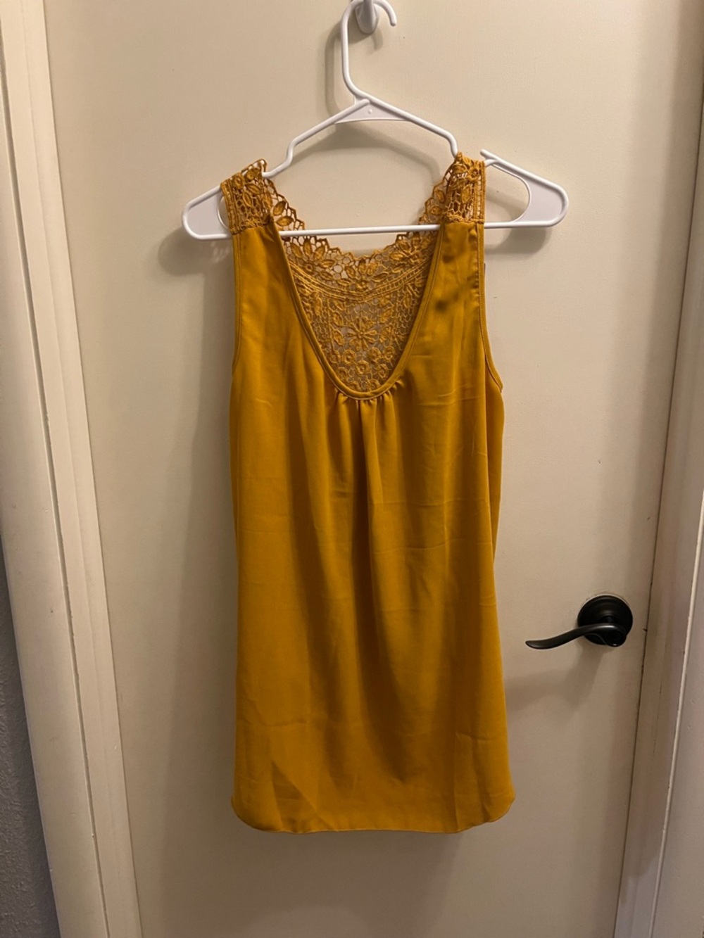 Mustard Yellow Lace Back Slip Shirt